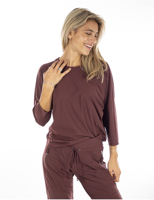 Raffaello Rossi t-shirt lange mouw bordeaux