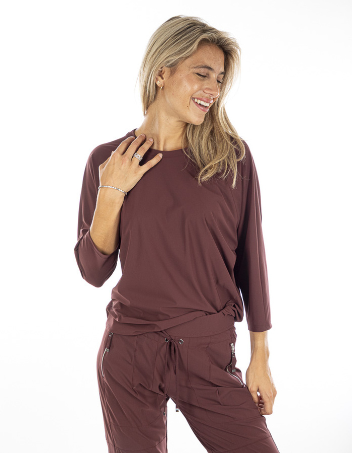Raffaello Rossi t-shirt lange mouw bordeaux