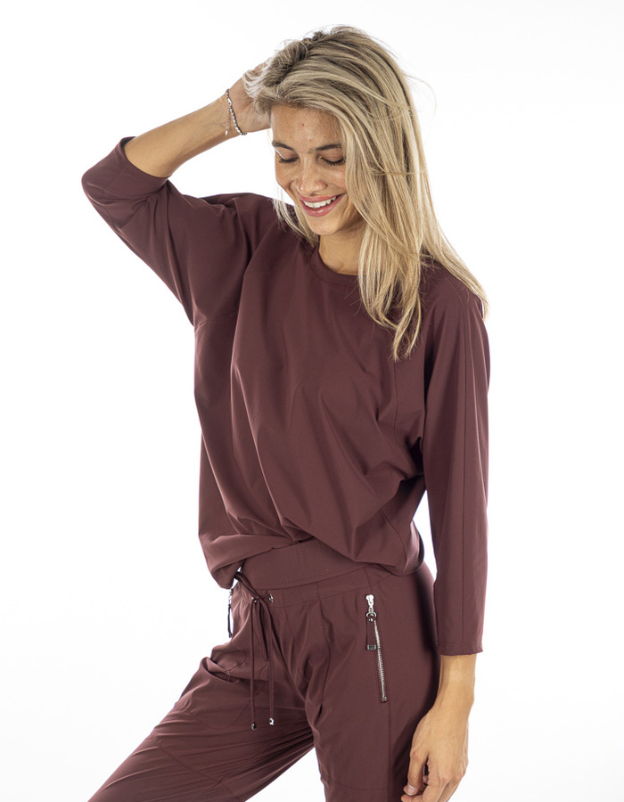 Raffaello Rossi t-shirt lange mouw bordeaux
