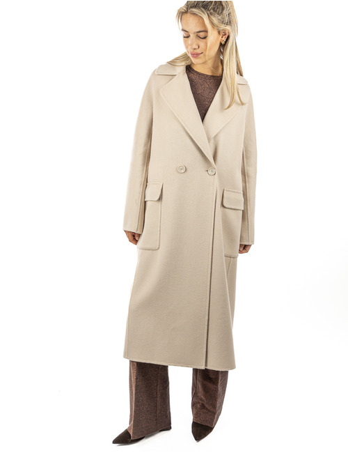Otto D'ame lange mantel beige