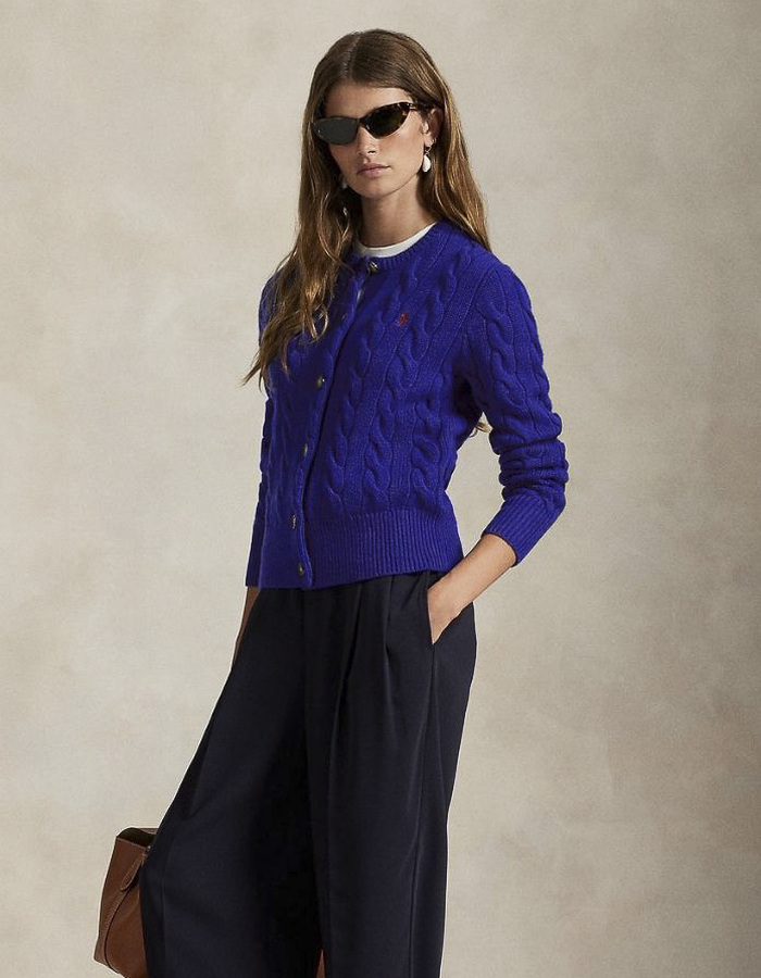 Ralph Lauren Dames lange mouw gilet kobaltblauw