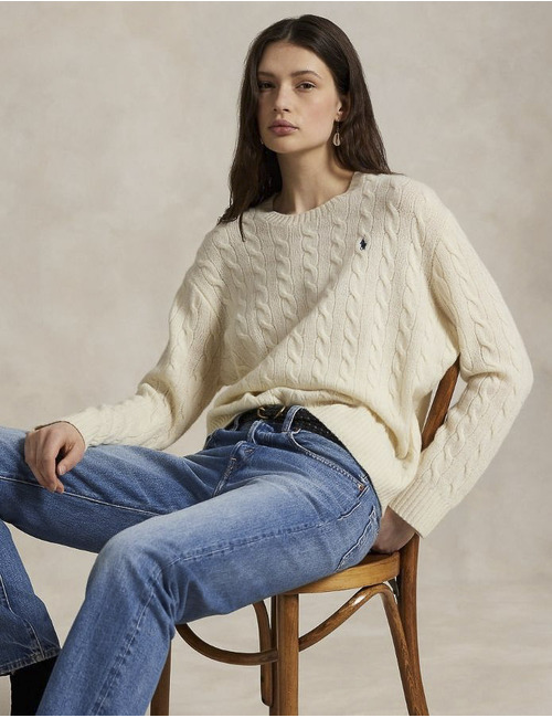 Ralph Lauren Dames lange mouw pull ecru