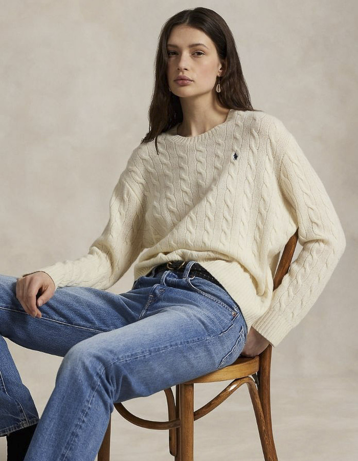 Ralph Lauren Dames lange mouw pull ecru