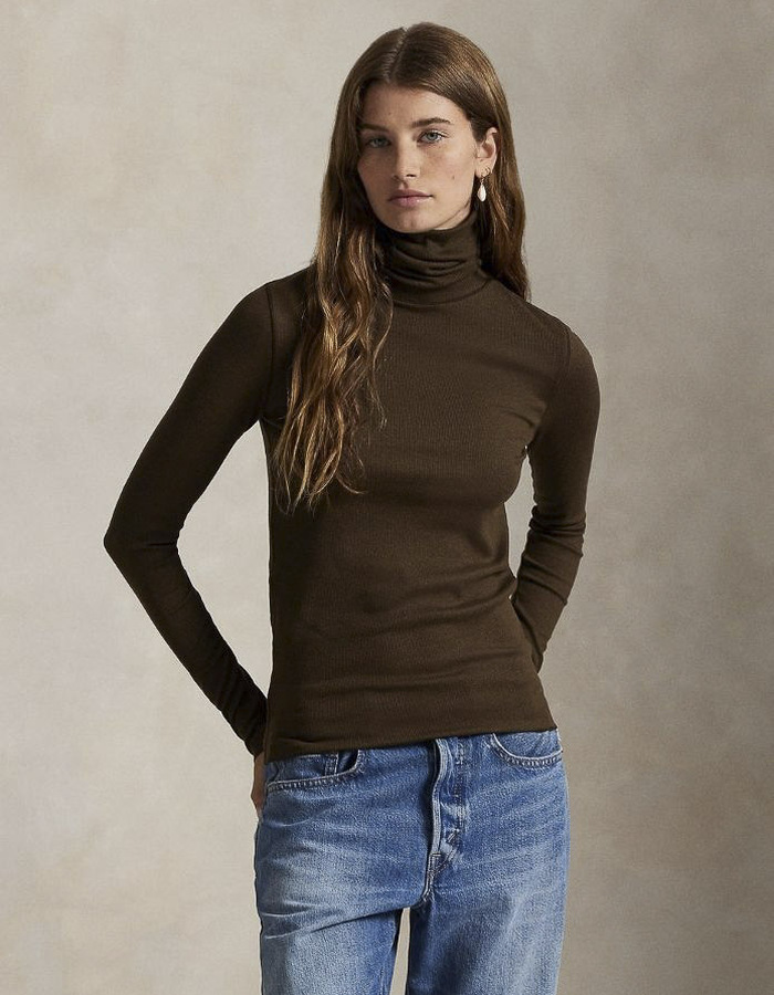 Ralph Lauren Dames pull rolkraag bruin