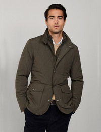 Quilted Paddock Jacket in Deep Green – Regular Fit