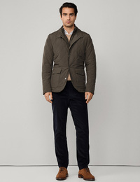 Quilted Paddock Jacket in Deep Green – Regular Fit