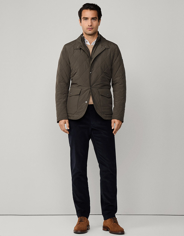 Quilted Paddock Jacket in Deep Green – Regular Fit