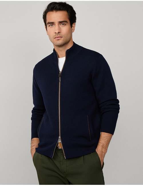 Milano Full Zip Cardigan in Midnight Blue – Regular Fit