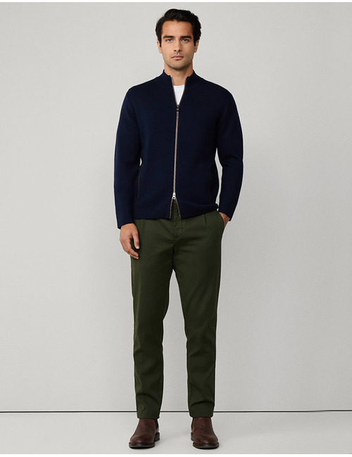 Milano Full Zip Cardigan in Midnight Blue – Regular Fit