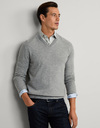 Merino Wool Blend V-Neck Jumper in Metal Grey – Regular Fit