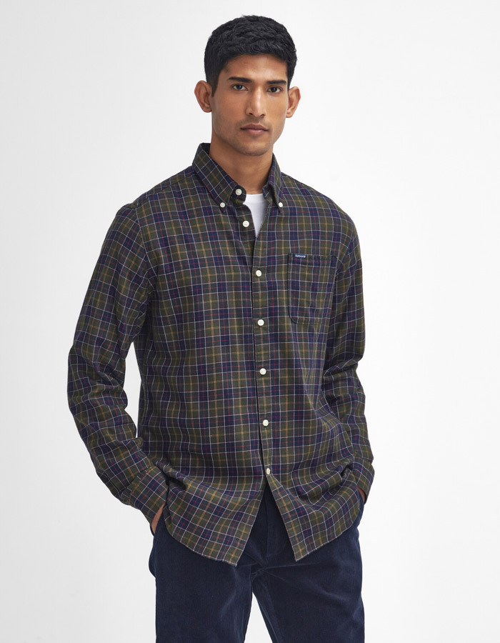 tailored fit hemd in geruite twillkatoen