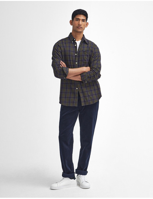 tailored fit hemd in geruite twillkatoen