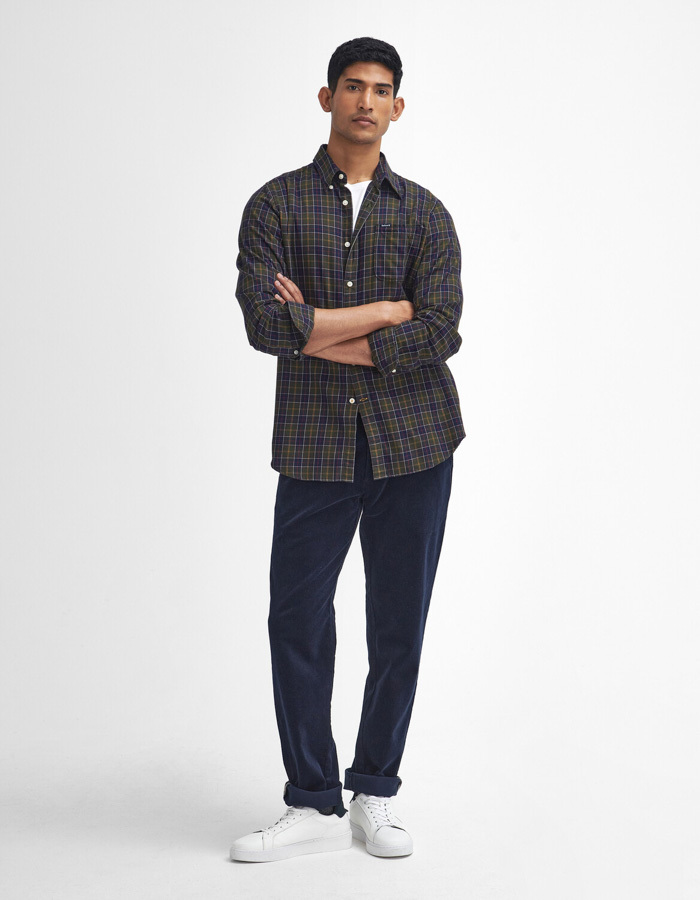 tailored fit hemd in geruite twillkatoen