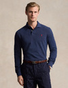 Custom Slim Fit Mesh Polo met Lange Mouwen in Spring Navy Heather