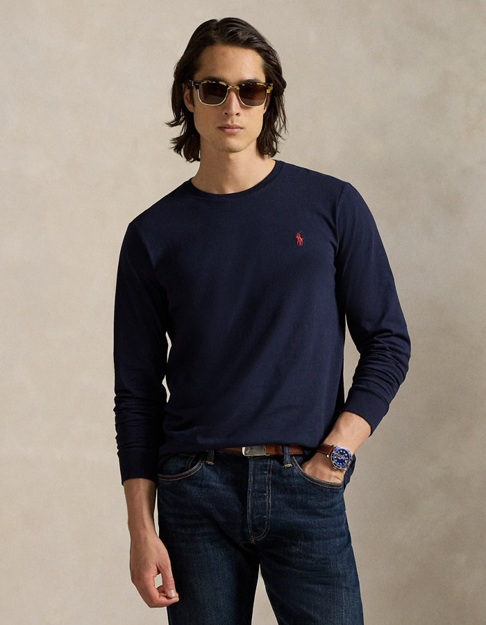 Custom Slim Fit Jersey Longsleeve T-shirt in Ink