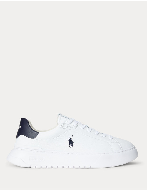 RLite Court Sneaker in White/Navy – Tumbled Leather