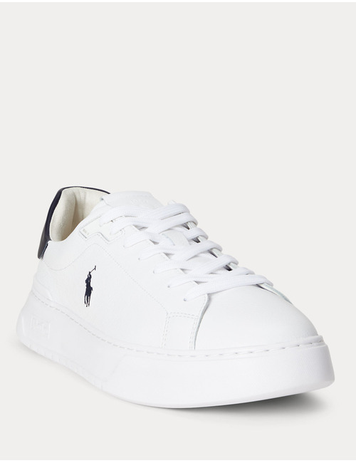 RLite Court Sneaker in White/Navy – Tumbled Leather