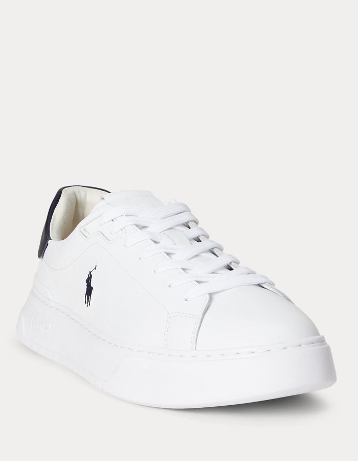 RLite Court Sneaker in White/Navy – Tumbled Leather