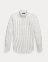 Slim Fit Gestreept Oxford Overhemd in Pale Russet/White