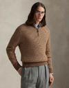 Regular Fit Quarter-Zip Sweater in Camel Combo