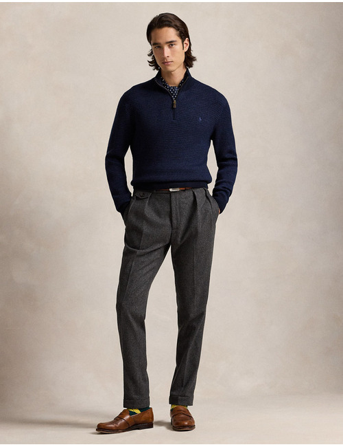 Regular Fit Quarter-Zip Sweater in Navy Combo