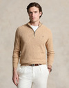 Quarter-Zip Mesh Knit Sweater in Camel Melange – Regular Fit