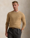 Slim Fit Crewneck Sweater in Camel Melange – Wasbare Italiaanse Wol