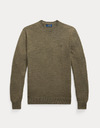Slim Fit Crewneck Sweater in Cargo Olive Heather – Wasbare Italiaanse Wol