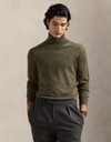 Regular Fit Turtleneck Sweater in Cargo Olive Heather – Wasbare Italiaanse Wol