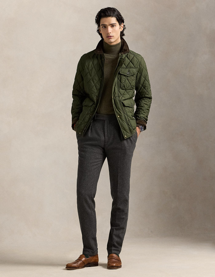 Regular Fit Turtleneck Sweater in Cargo Olive Heather – Wasbare Italiaanse Wol