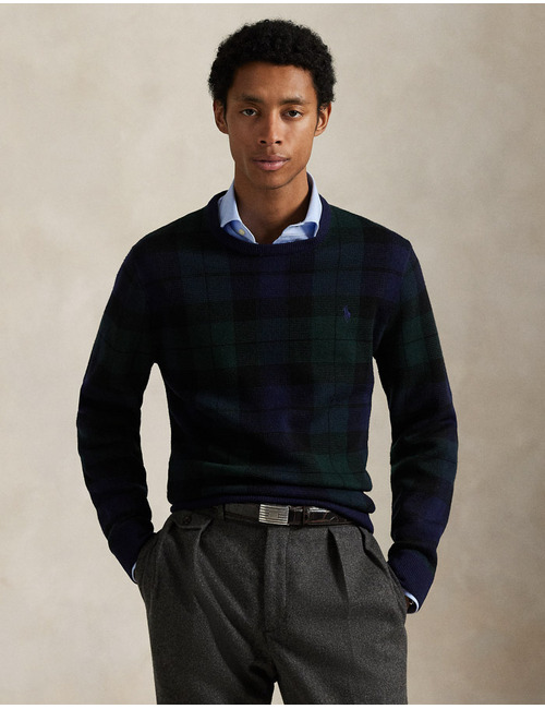 Regular Fit Crewneck Sweater in Blackwatch Combo 