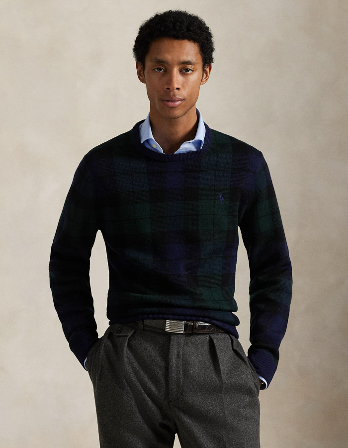 Regular Fit Crewneck Sweater in Blackwatch Combo 