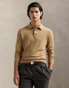 Regular Fit Polo-Collar Sweater in Camel Melange – Wasbare Italiaanse Wol