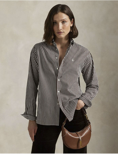 Ralph Lauren Dames lange mouw bloes bruin