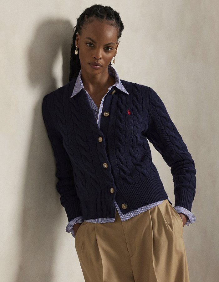 Ralph Lauren Dames lange mouw gilet navy