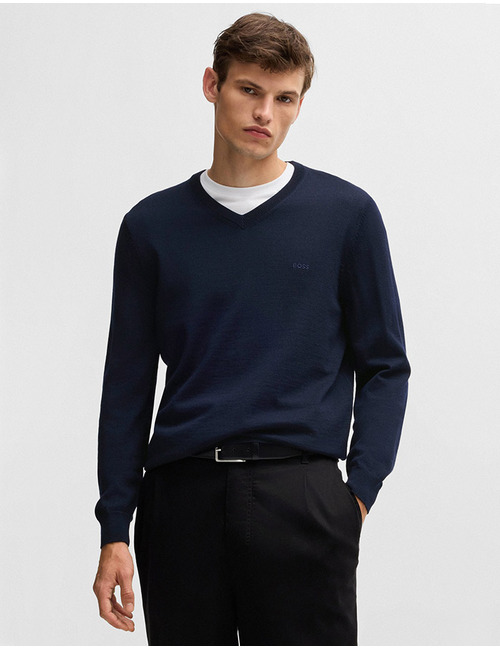Regular Fit V-Neck Sweater in Scheerwol 