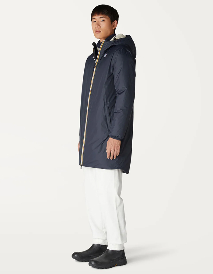 Le Vrai 4.0 Eiffel Orsetto Parka in Blue Depth – Unisex Lange Jas met Sherpavoering
