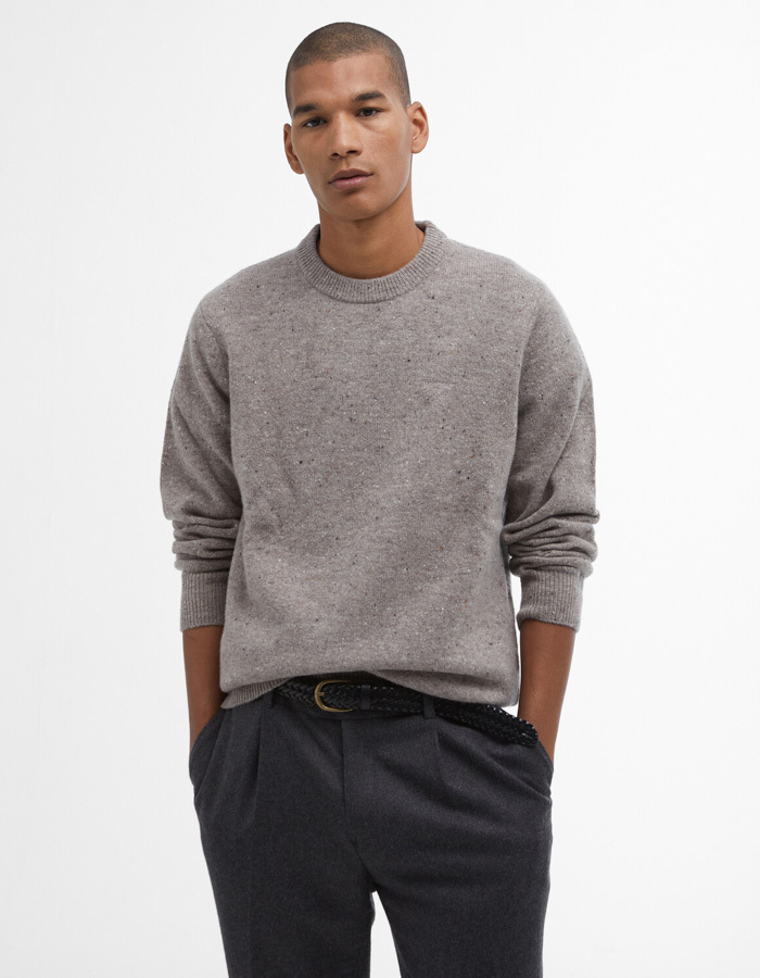 Regular Fit Crewneck Sweater in Taupe