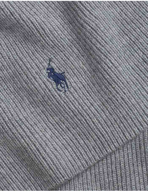 Wollen Sjaal met Geborduurd Signature Pony Logo in Fawn Grey Heather