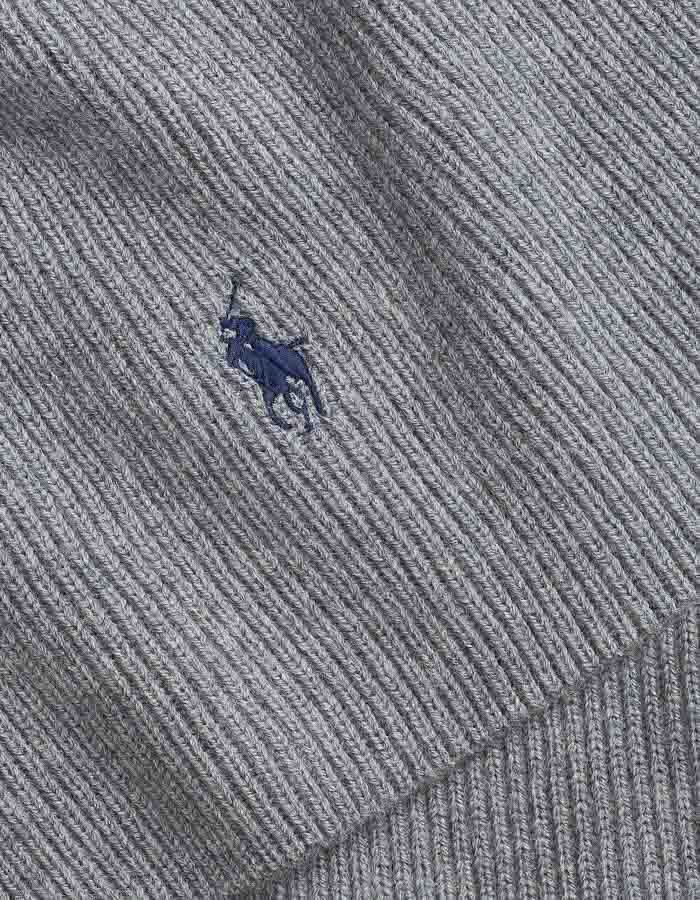 Wollen Sjaal met Geborduurd Signature Pony Logo in Fawn Grey Heather