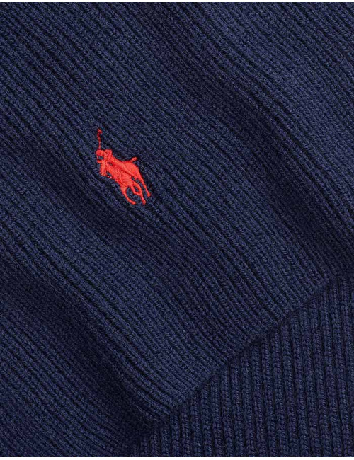 Wollen Sjaal met Geborduurd Signature Pony Logo in Hunter Navy