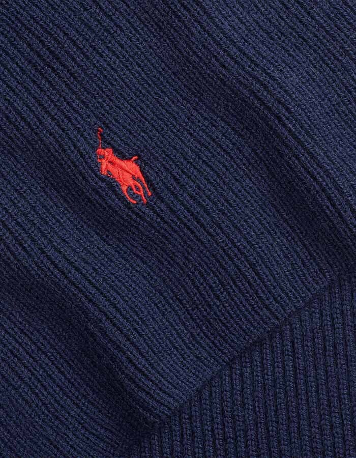 Wollen Sjaal met Geborduurd Signature Pony Logo in Hunter Navy