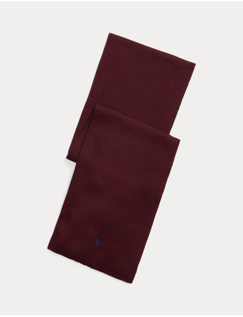 Wollen Sjaal met Geborduurd Signature Pony Logo in Aged Wine Heather