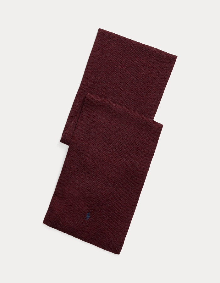 Wollen Sjaal met Geborduurd Signature Pony Logo in Aged Wine Heather