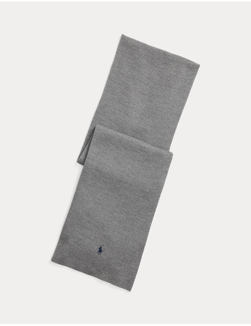 Wollen Sjaal met Geborduurd Signature Pony Logo in Fawn Grey Heather