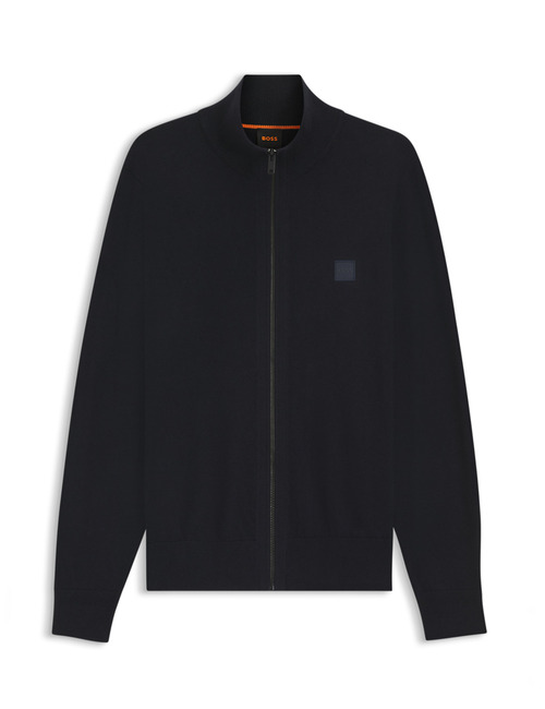 Regular Fit Zip-Up Pull in Katoen-Cashmere Mix