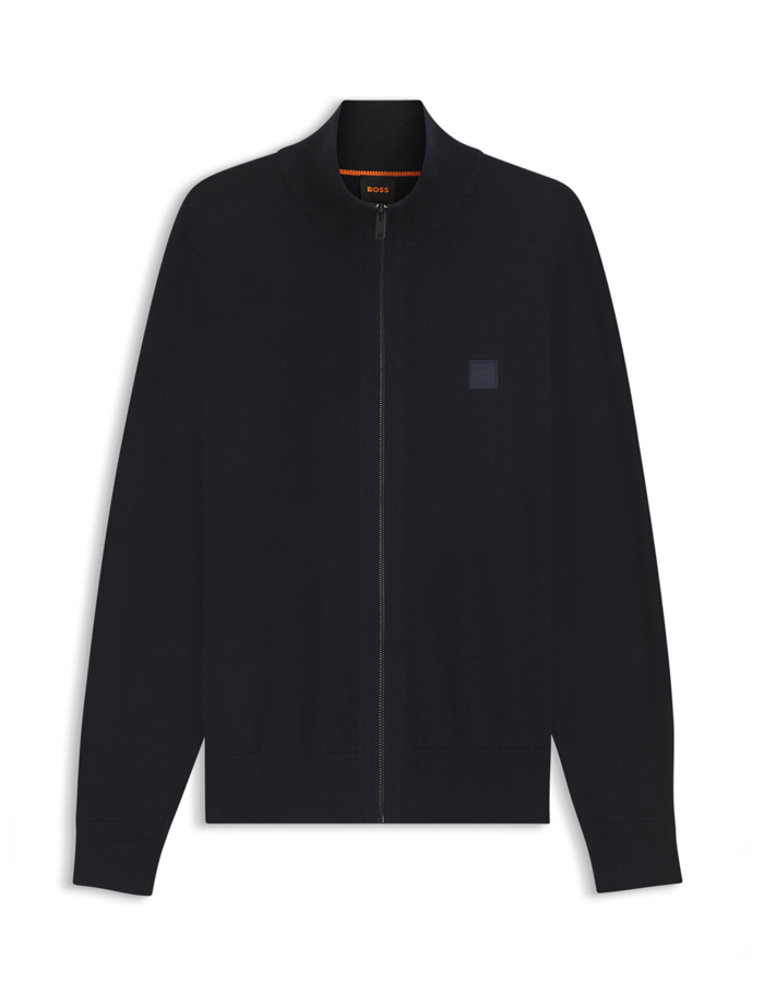 Regular Fit Zip-Up Pull in Katoen-Cashmere Mix