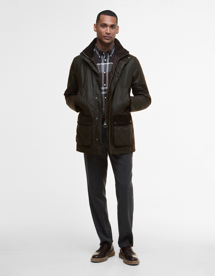 Regular Fit Ashby Wax Jacket in Dark Brown