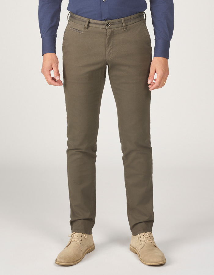 Slim Fit Chino Steam in Olijfgroen 