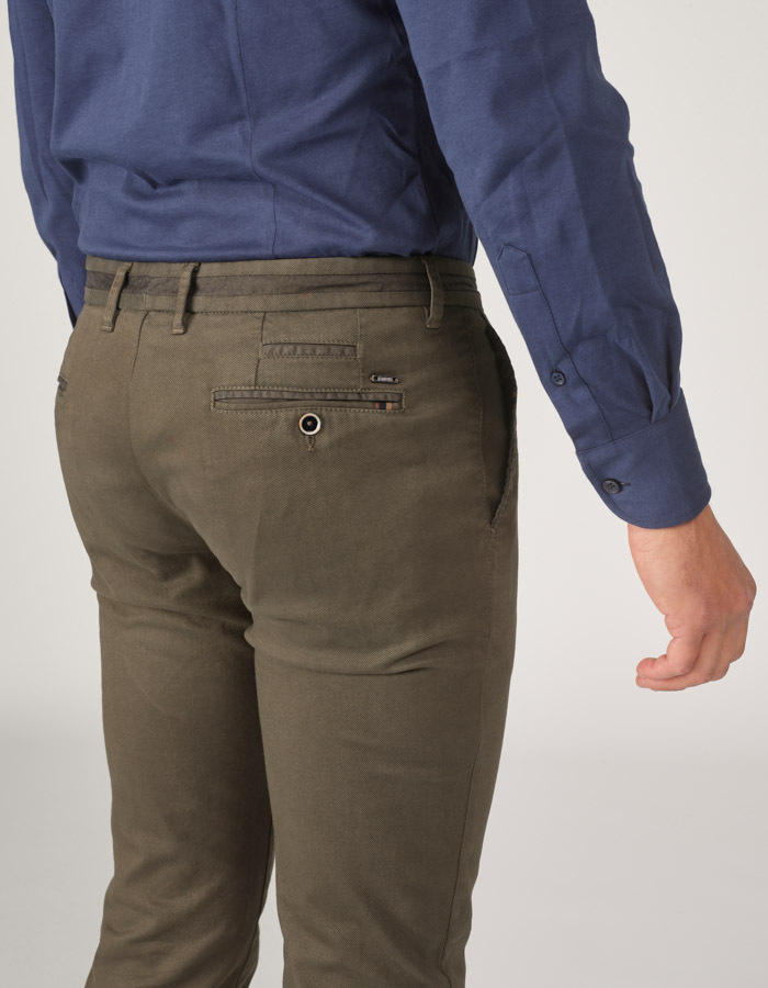 Slim Fit Chino Steam in Olijfgroen 